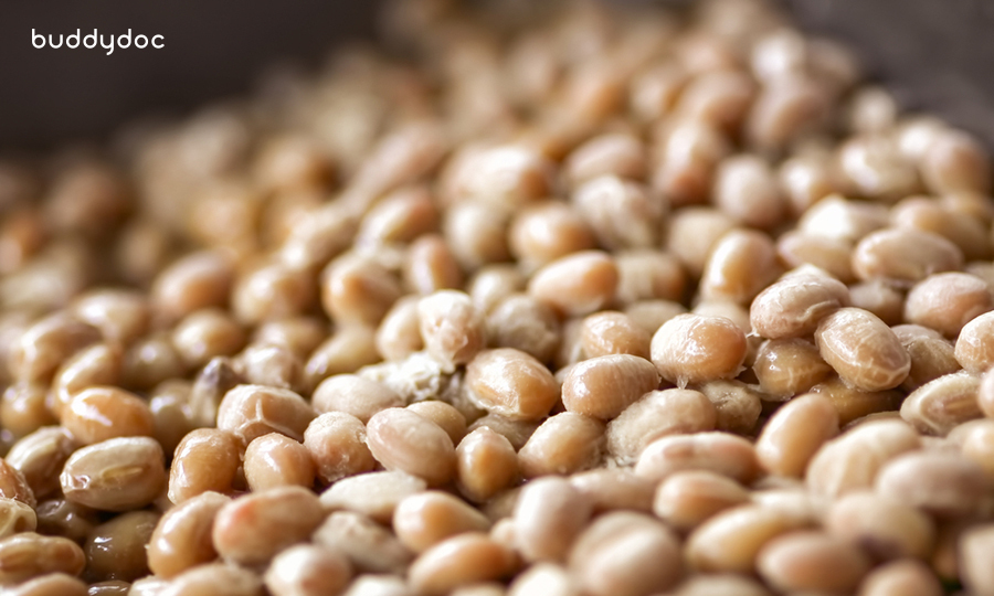 closeup of a pile of natto