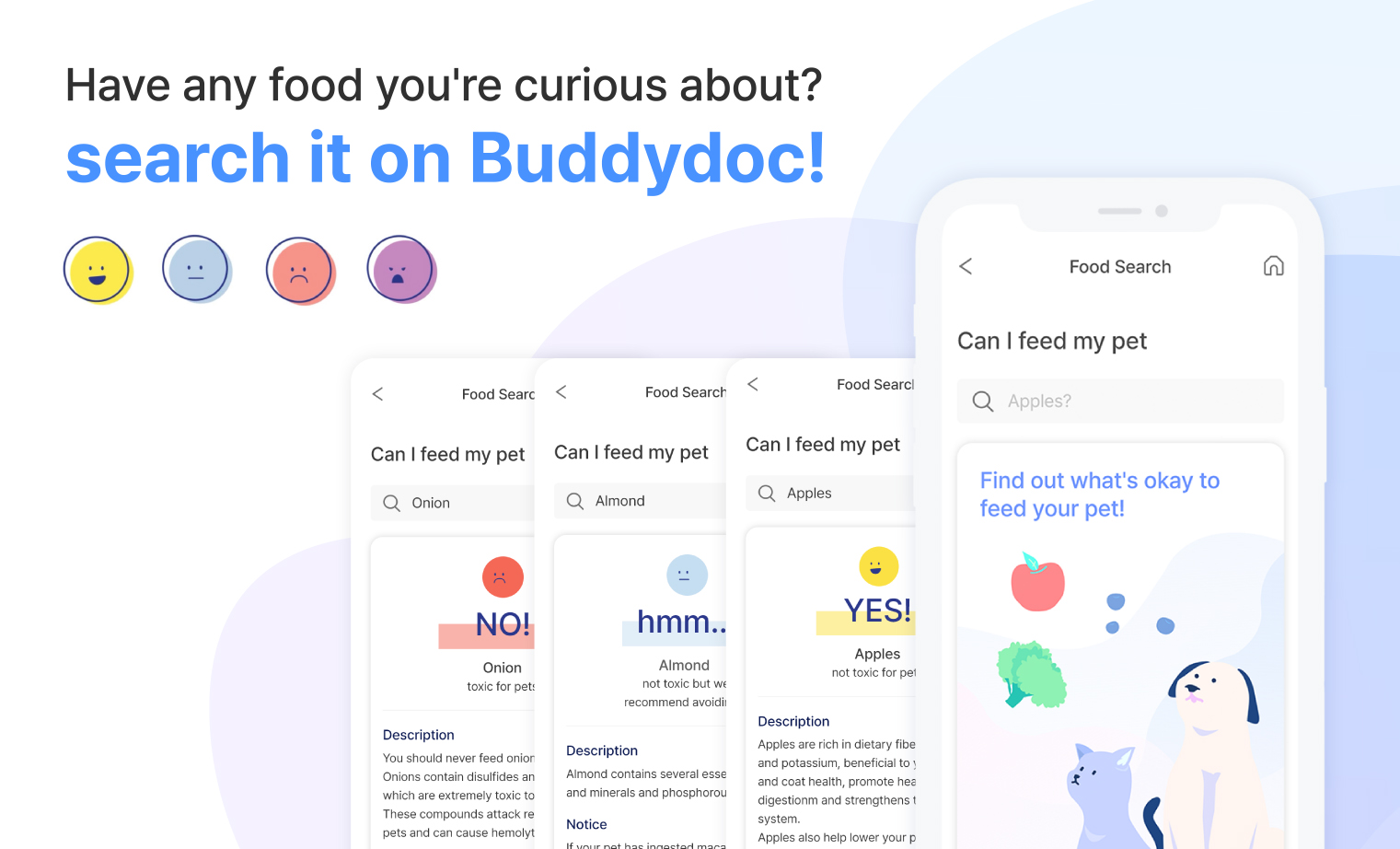 Buddydoc app food dictionary feature showcase graphic